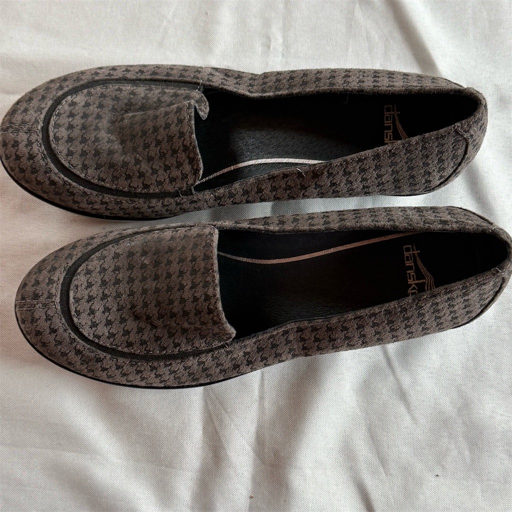 Dansko Debra Loafers Womens Eu 36 Us 5.5-6 Gray/Black Houndstooth Wedge Nwot